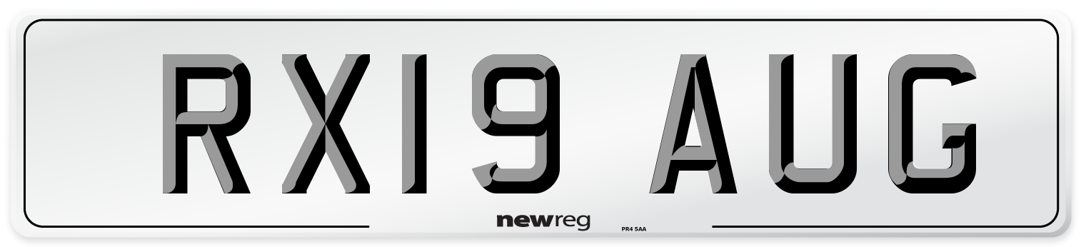 RX19 AUG Number Plate from New Reg